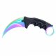 Scorpion Karambit Rainbow Damascus mintás, fekete markolat